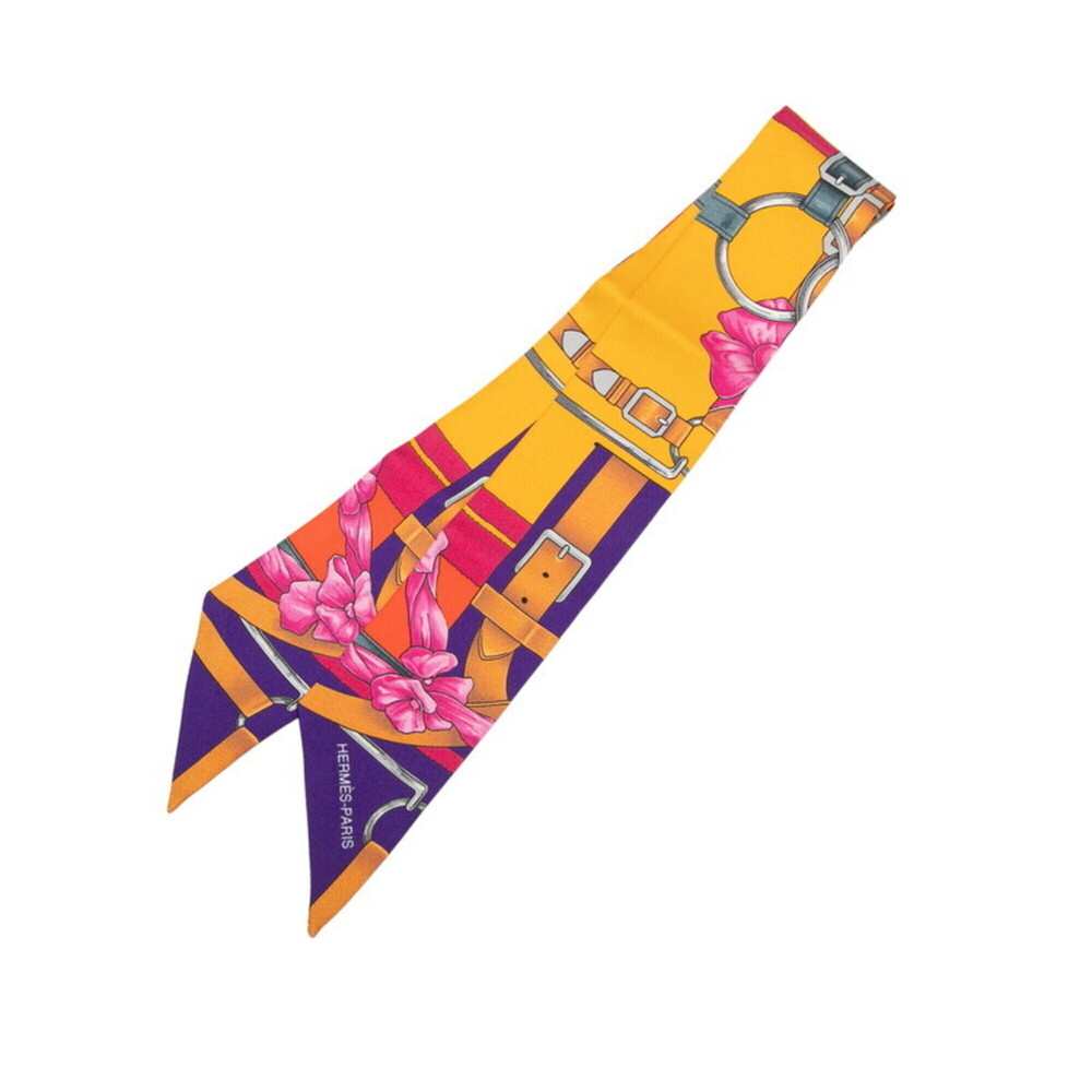 Hermes Twilly Grand Manege Scarf Muffler Yellow Multicolor Silk Women's HERMES